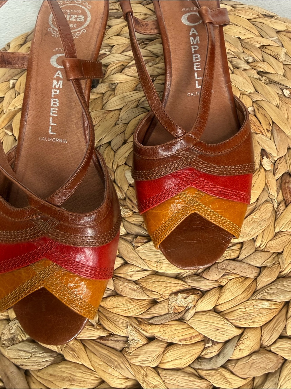 Jeffrey Campbell Peep Toe Leather Slingback heels Brown Leather Slingback - Picture 4 of 9